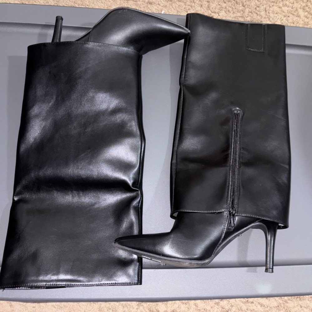 Women's Black Heeled Knee-High Boots